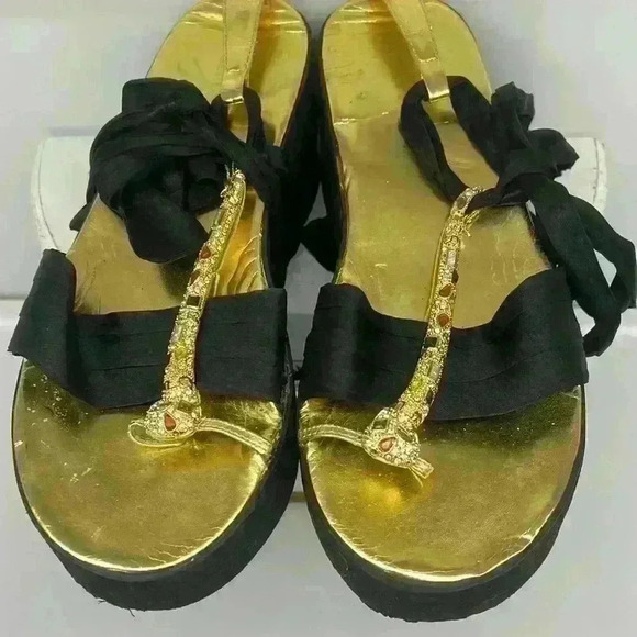 Black Platform sandal with rhinestones - Picture 2 of 7